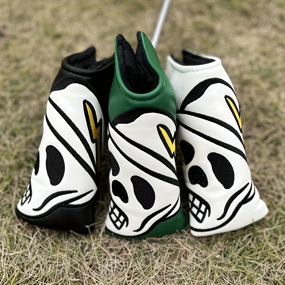 golf putting head cover skull embroidery design waterproof Temu