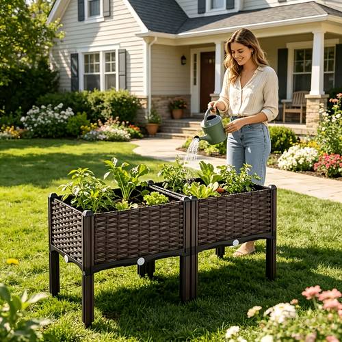 large sized multifunctional elevated flower pot version with drainage system height increased gardening pot made of durable plastic suitable for combinable creative pots for and gardens indoors outdoors