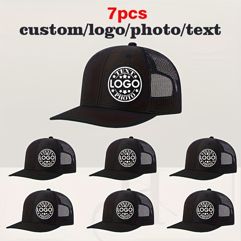 E-shop Set mit 7 personalisierbaren Truckerhüten für Damen und Herren, mit verstellbaren Baseballkappen, die mit Ihrem Text personalisiert werden