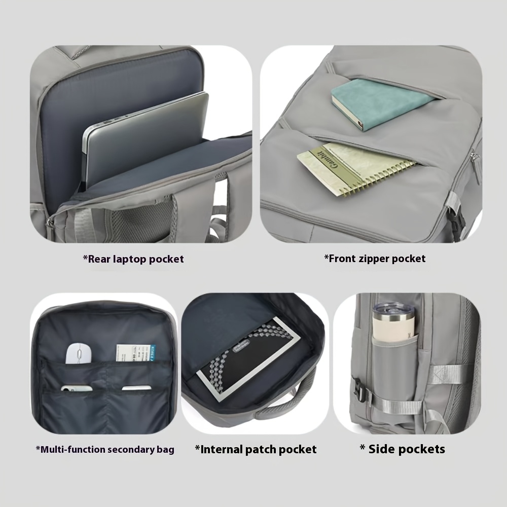 lightweight 40l airline approved travel backpack for 17 laptop compartment independent shoe storage adjustable straps multiple compartments durable polyester white travel luggage organized compartments professional luggage reinforced stitching college students Product details 6