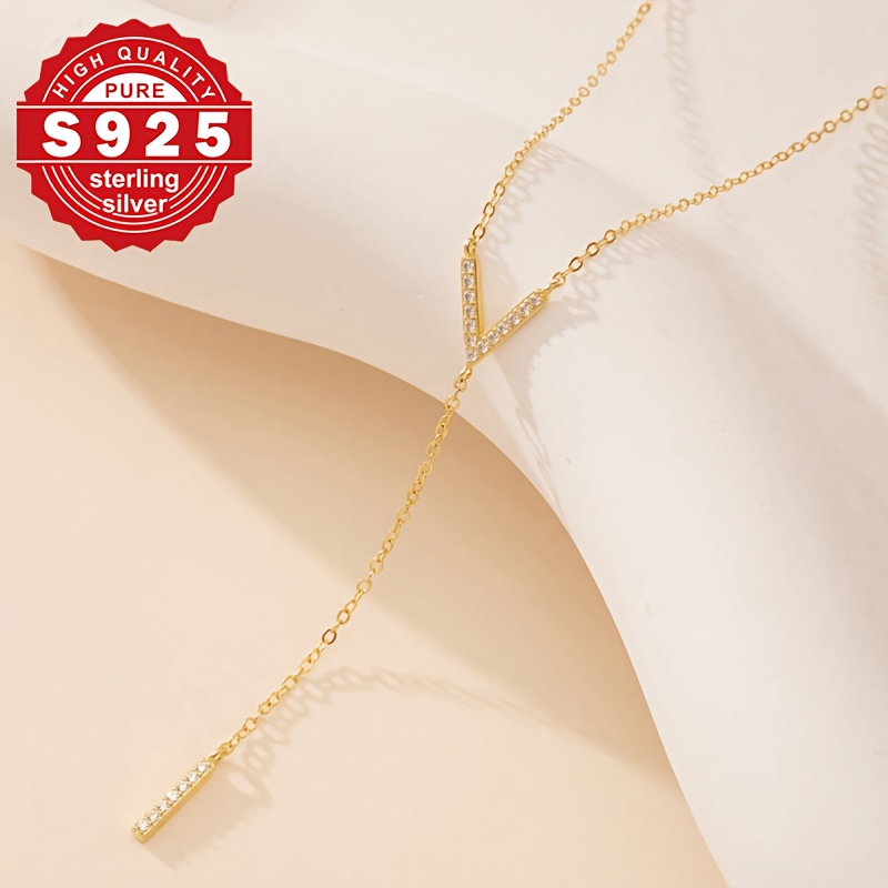Women's S925 Sterling Silver Y-Shape Necklace
