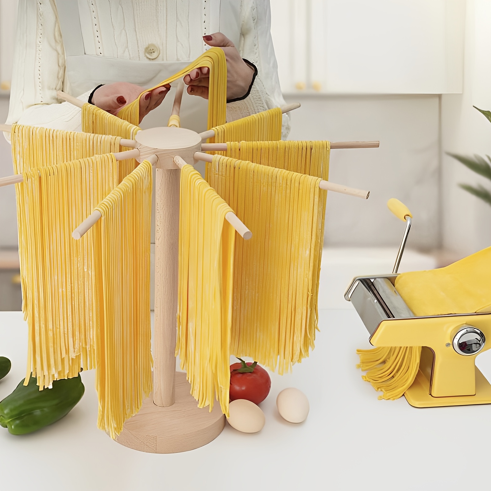 TEMU Pasta Drying Rack With Handles Wooden Noodle Drying Rack Detachable Pasta Stand Dryer Pasta Hanging Rack Portable Spaghetti Noodle Rack Reusable