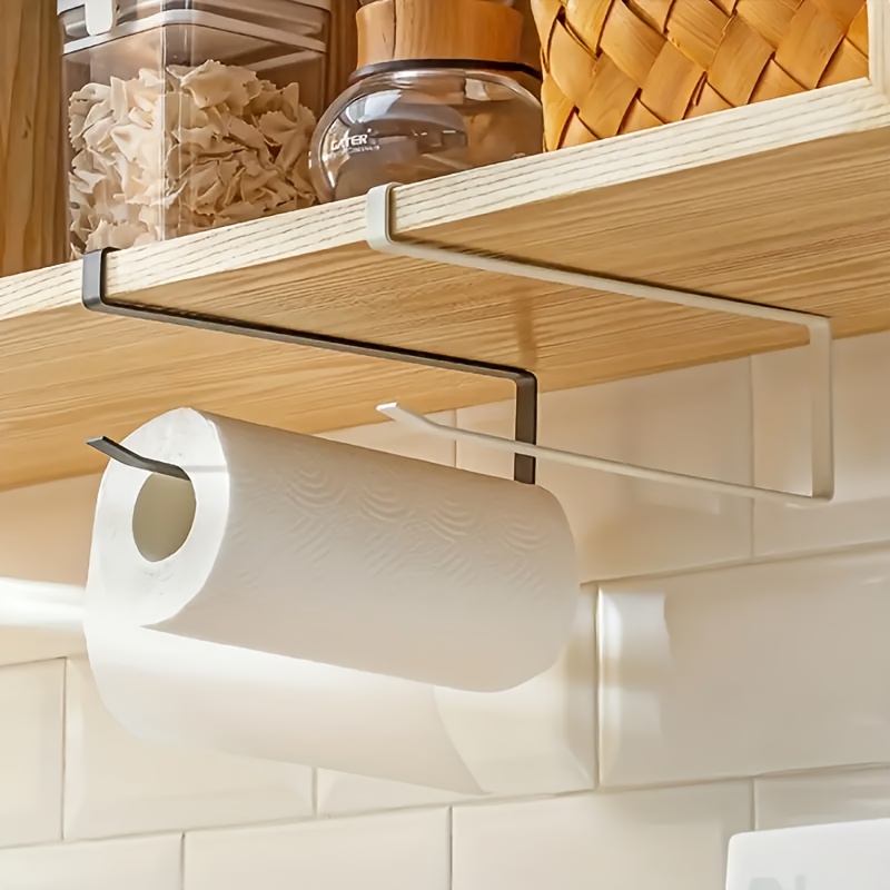 

1pc Kitchen Paper Towel Holder, No Drilling Required, Hanging Roll Paper Rack For Cabinets, Cloth, Oil-absorbing Paper, And Cling Film Holder, Kitchen Storage Rack.