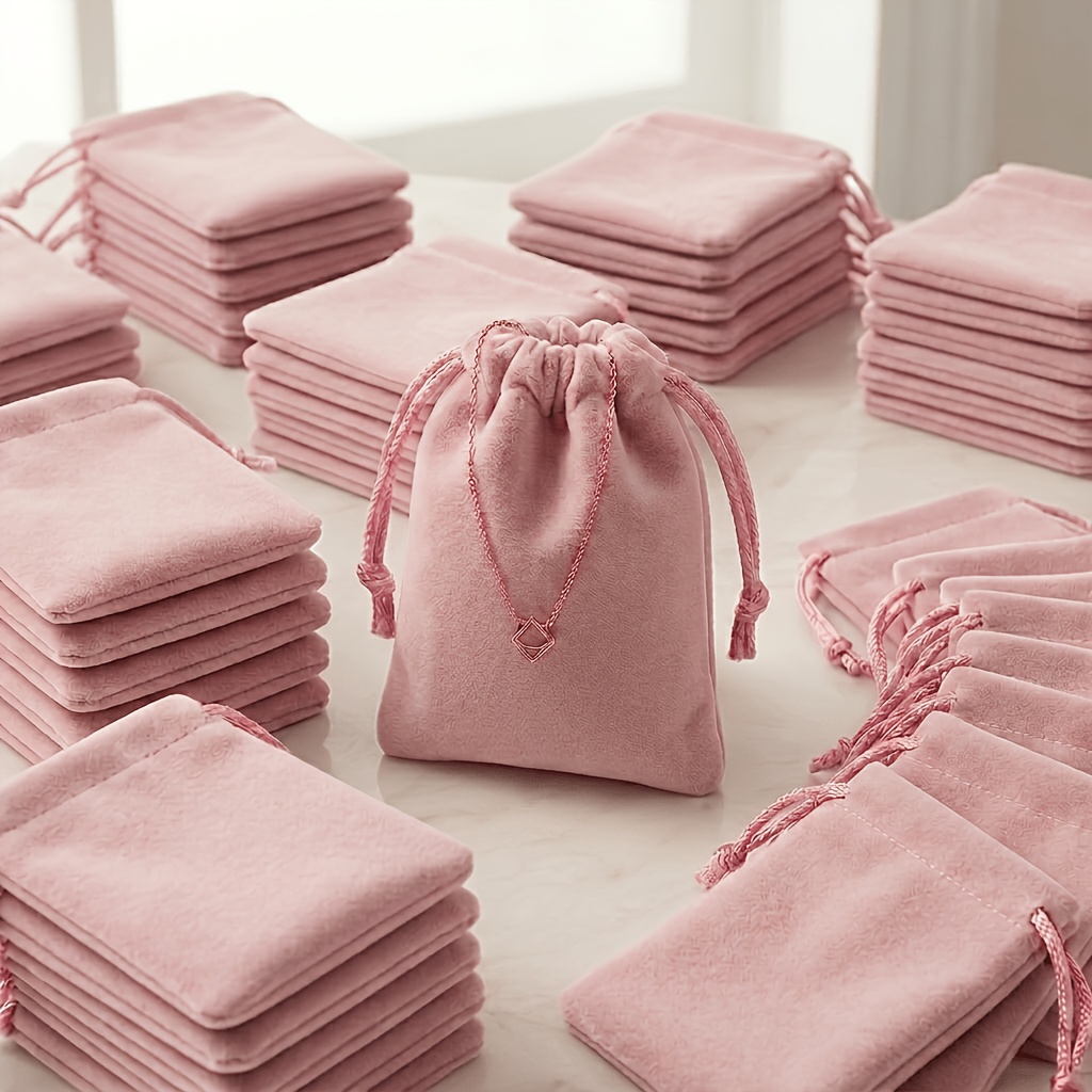 TEMU Gift For Her/him 34pcs Fabric Drawstring Pouches Suitable For Wedding Favors, Jewelry Storage, Compact Scratch-resistant Gift Bags With Double
