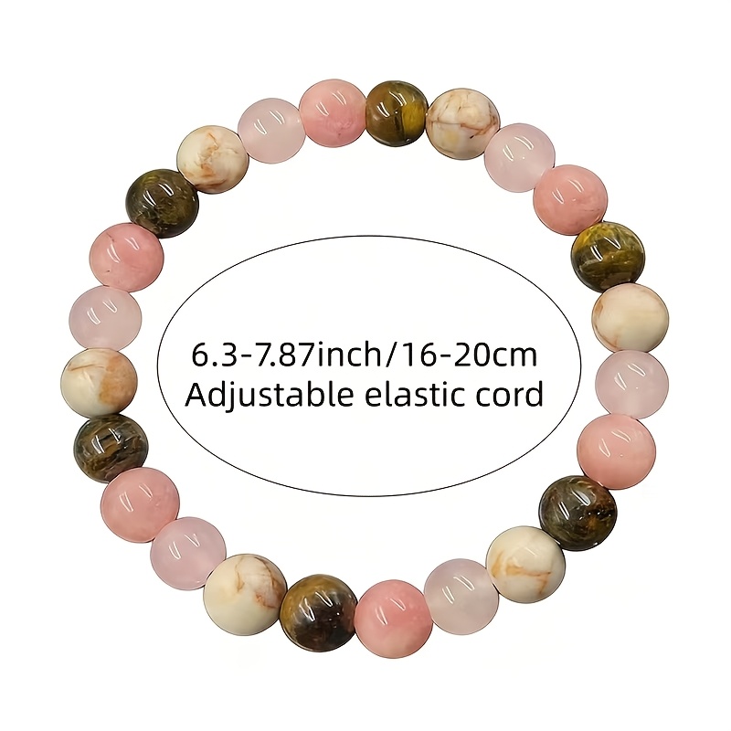 2pcs Pink Cherry Blossom Agate Tiger Eye Bracelet Set