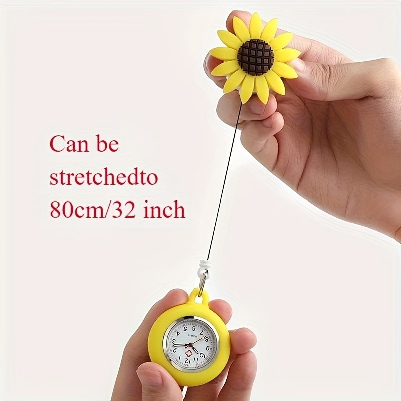 yellow silicone nurse watch with sunflower badge quartz movement