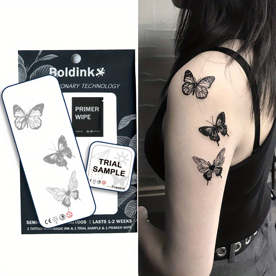 

Boldink Revolutionary Technology Tattoos, Semi-permanent Tattoos, Butterflies, Butterfly, Temporary Tattoos, Fake Tattoos, Water-resistant, Authentic Tattoo Look, Plant-based, Tattoo, C027