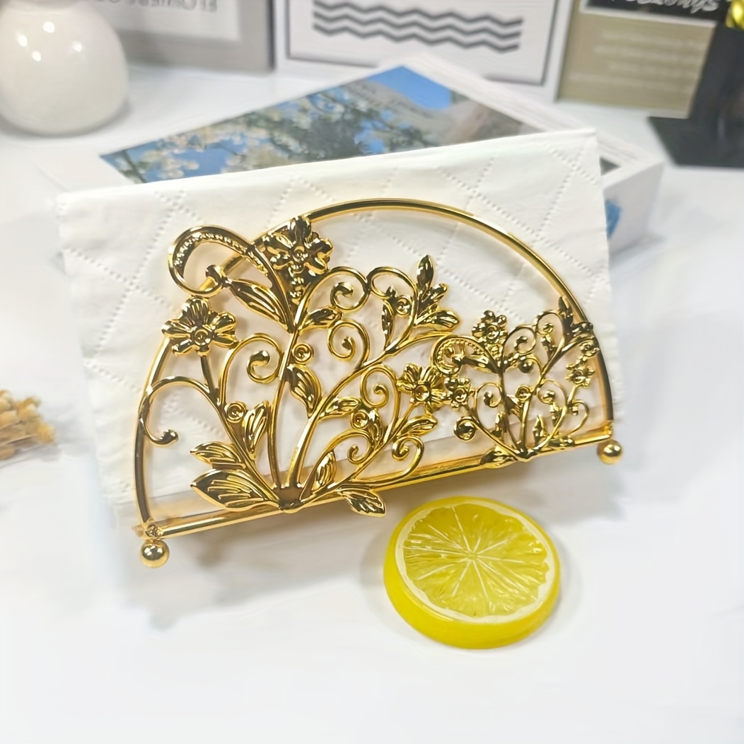 TEMU Porta servilletas semicircular de metal diseño floral intrincado - para cocinas, comedores y restaurantes; idealizado , múltiples , suministros