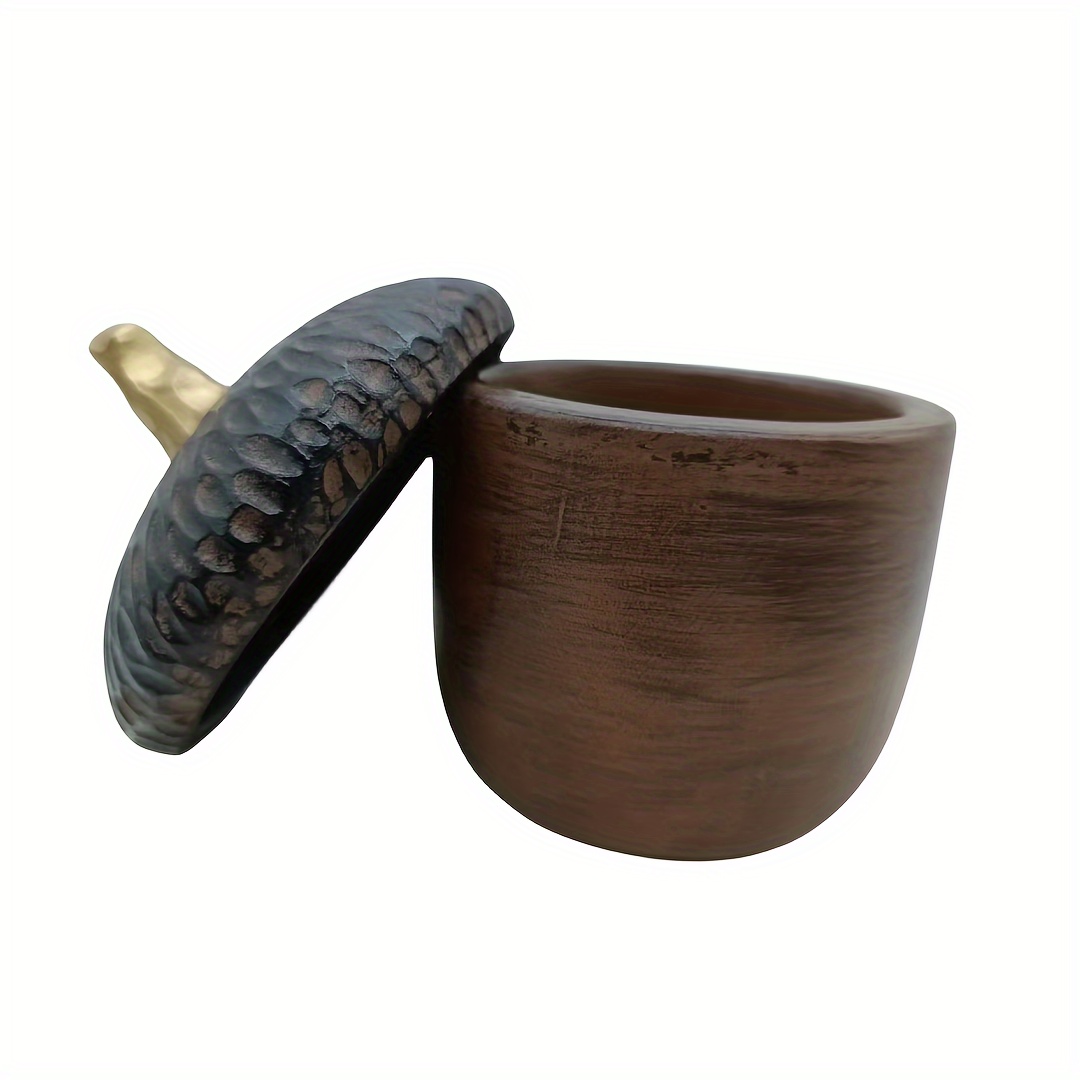Image of Resin Courtyard Countryside Ornament Decoration Sculpture Garden Yard Vintage Jar Gift Packaging Box Creative Shape With Lid Wood-like Resin Craft Decorative Jar Gothic Vintage Decorative Jar