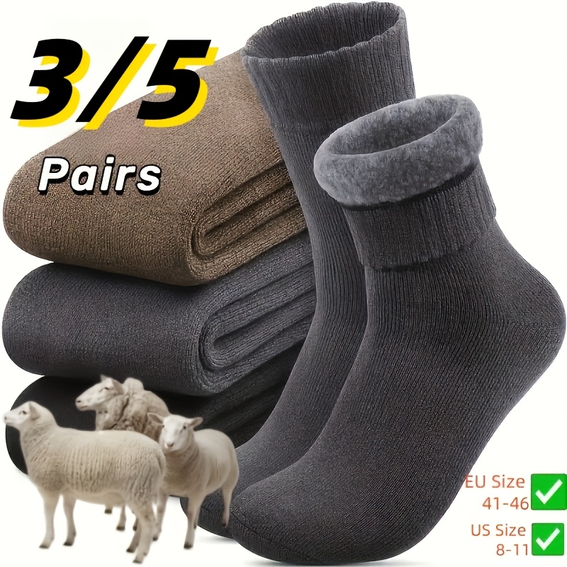 

3 Pairs/5 Pairs Of Winter Thickened Socks Featuring Snowmen, Soft And Warm Socks Suitable For Outdoor Work And , A Valentine's Gift For , Fathers, Or , In Us Size 9-11.