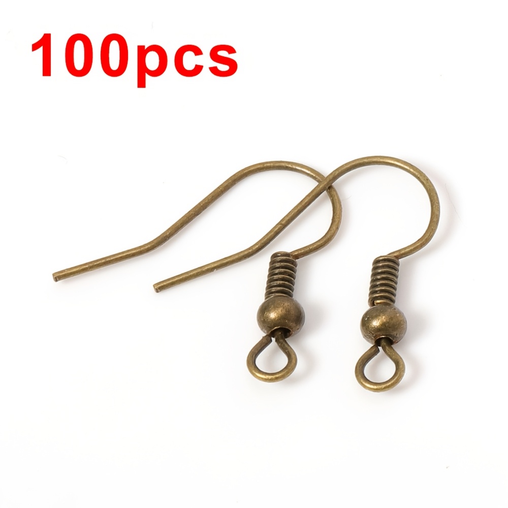 100pcs Metal Ear Hook Wire Clasp With Bead Charms Earring Hooks For Jewelry Making Diy Earring Accessories Wholesale