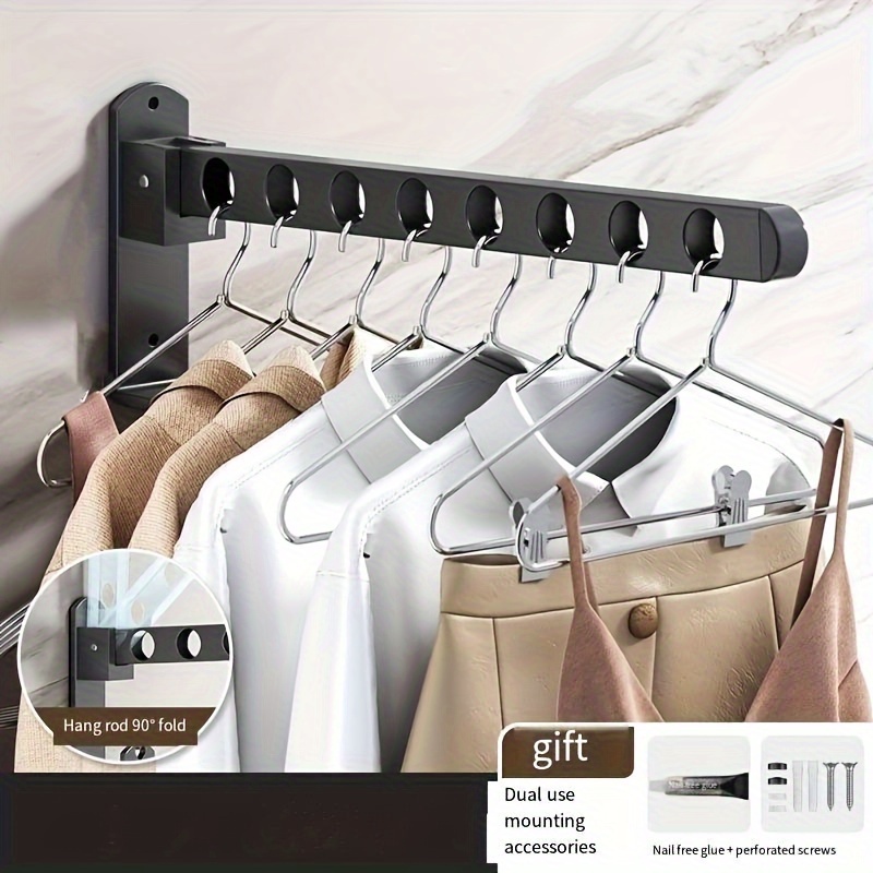 

Space-saving Wall-mounted Foldable Coat Rack - Adjustable, No-drill Installation For Closet Organization In