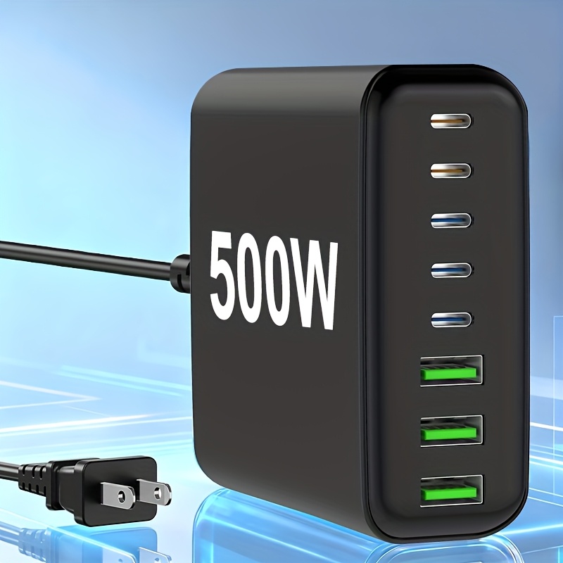 TEMU 500w Fast Charger 8 Port Pd Fast Charger Laptop Power Adapter, 65w Laptop Charger Compatible Tablet, Cell Phone Multiple Models