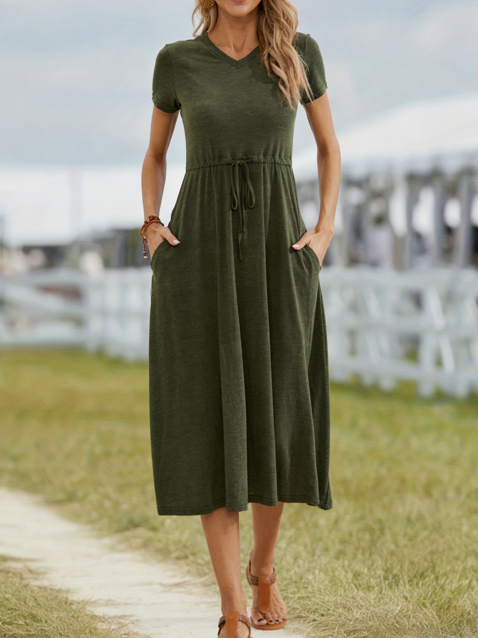 army green color dress - Bahrain