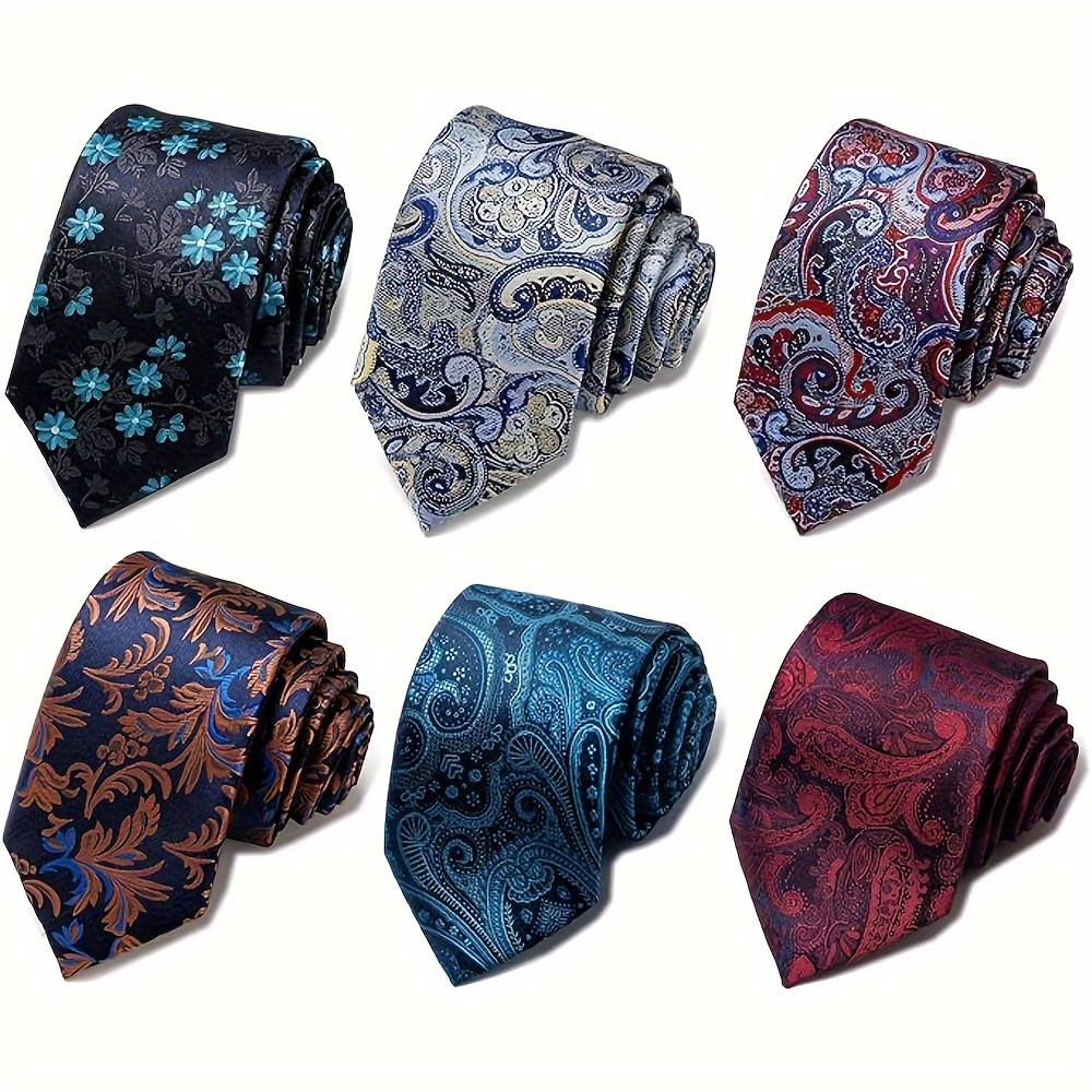 

6pcs Classic Men's Tie Necktie, Woven Jacquard Neck Ties, For Business Formal Wear