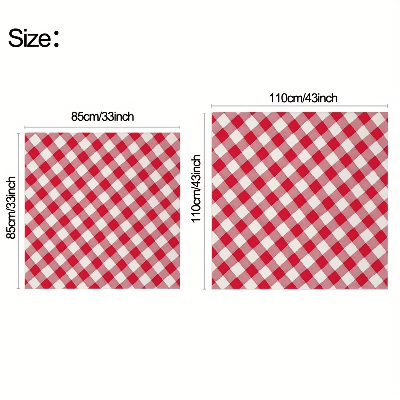 TEMU 1pc, Red And White Grid, Square Tablecloth, Polyester Kitchen Table Decoration, Suitable For Birthday Parties, Weddings, Outdoor And Indoor