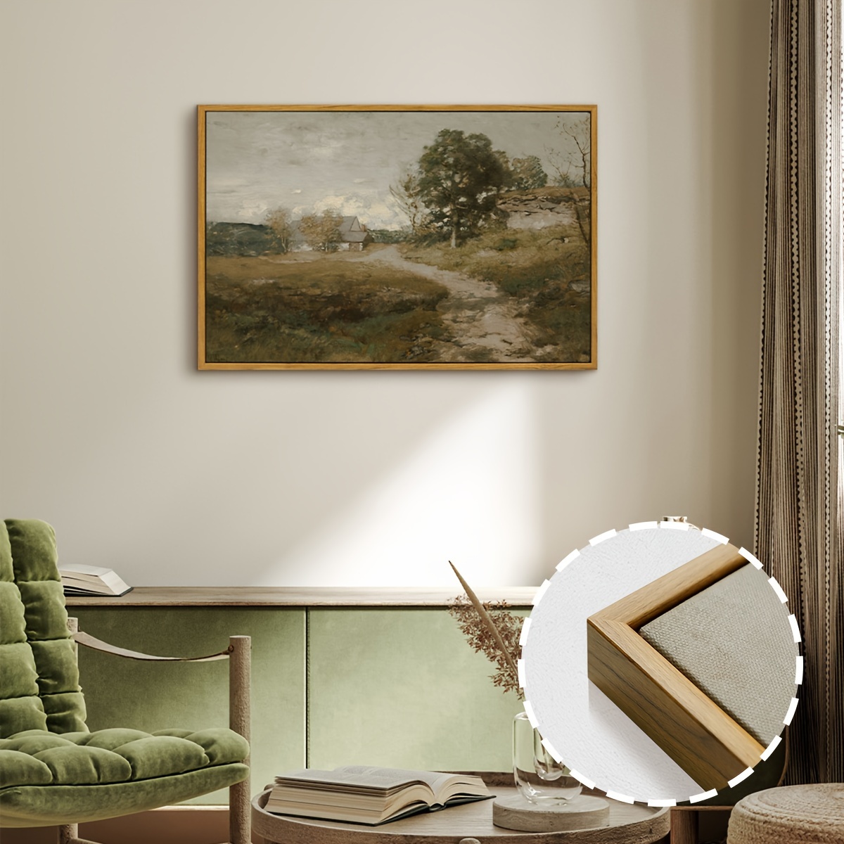 

1 Piece Framed Canvas Wall Art Room Decoration, Classical Oil Painting Canvas Print, Vintage Landscape Wall Art Home Decor, Measuring 16*24 Inches.