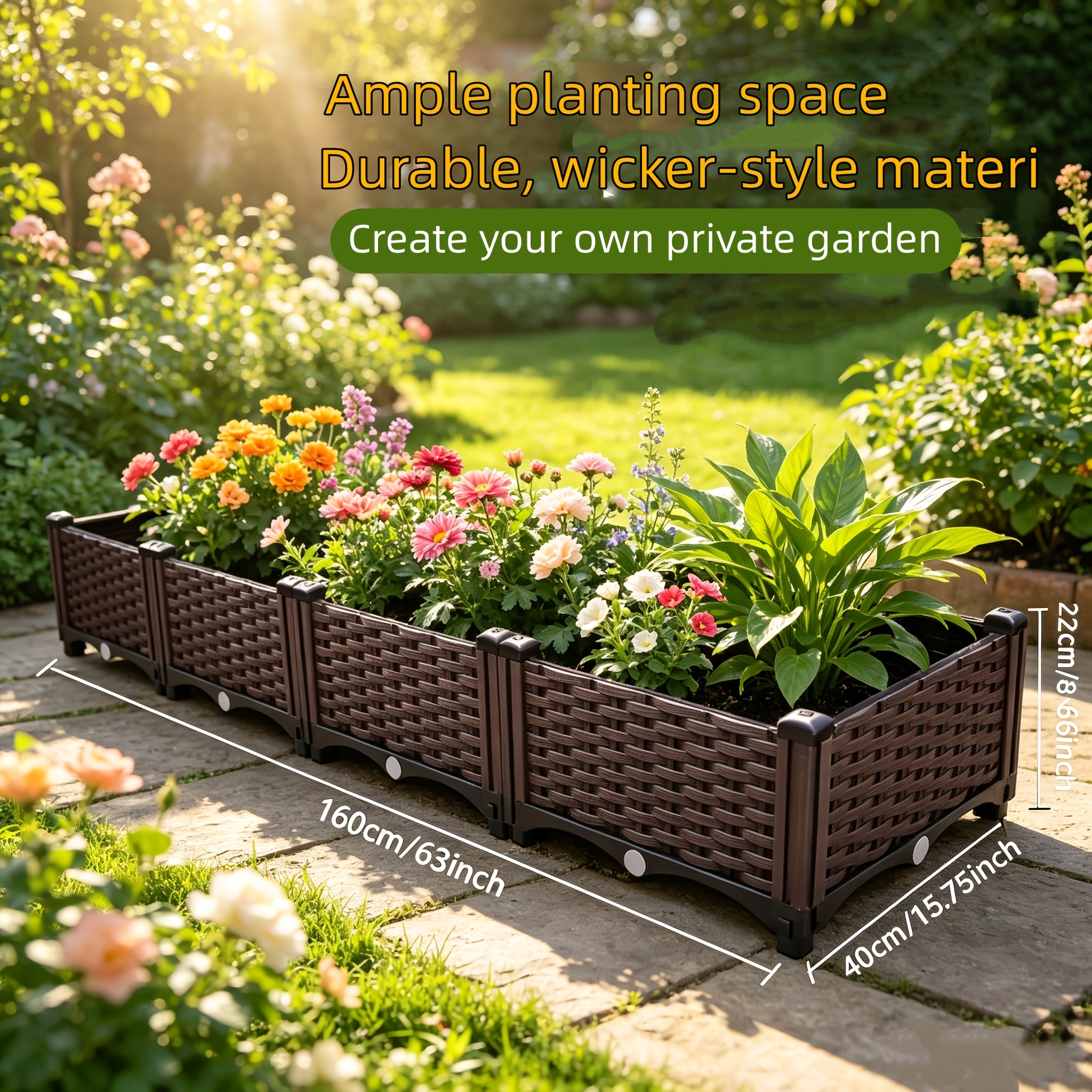 TEMU Raised Garden Bed Kit, Elevated Planter Boxes With Removable Legs, Plastic Raised Beds For Growing Flower Indoor Outdoor, Easy Assembly, 116cm*