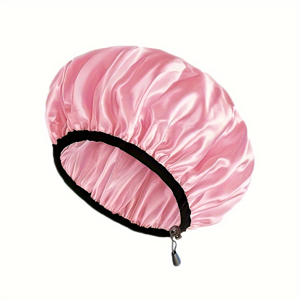 New Women's Double-Layer High Quality Extra-Large Shower Cap, Stretchable and Adjustable for Long Hair, Pull-Over Deep Conditioning Cap, Solid Color Fashionable High Quality Swim Cap, Suitable for All Seasons, Single Piece