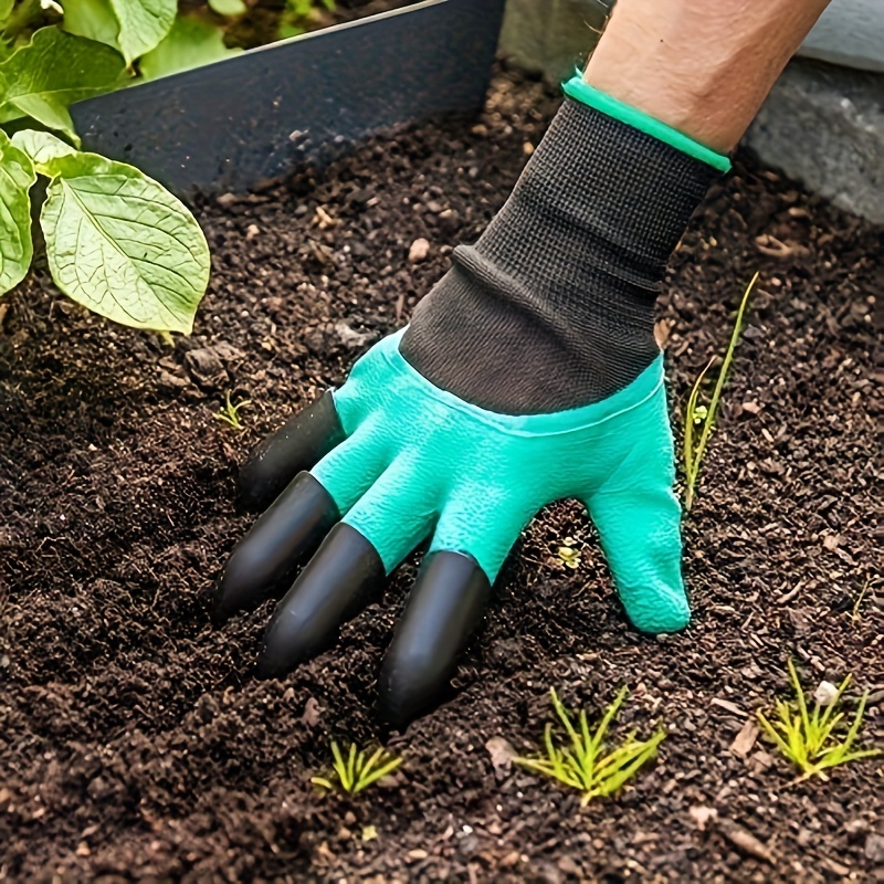 

1 Pair Of Lightweight Nylon Gardening Gloves - Teal With Black Tips For Planting & Weeding, Non-slip Grip, -free Material, Ideal For Outdoor Digging & Garden Maintenance