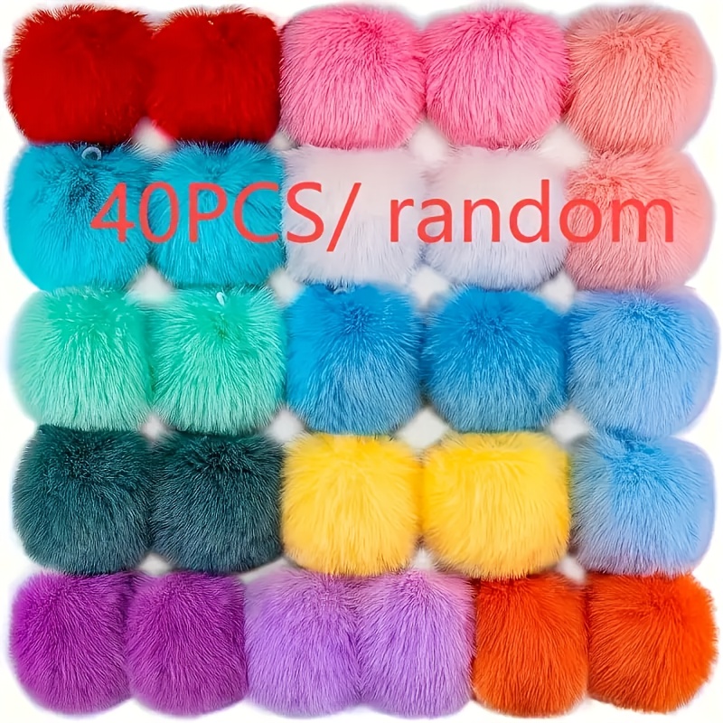 E-shop /40 Stück Kaninchenhaar Knäuel Set, mit elastischem Ring für Bastelarbeiten, flauschige Knäuel geeignet zum Weben und Häkeln - Hüte, Schuhe,