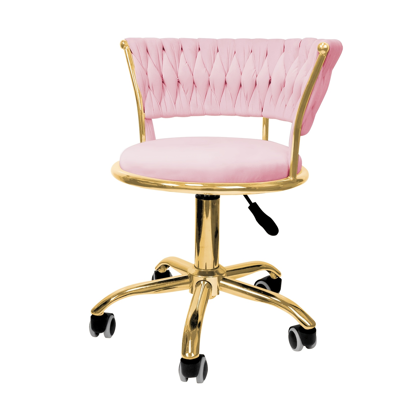 TEMU Adjustizable Height Office Stool With High Back - Soft Velvet Rolling Task Chair Suitable For Home Office, Clinic & Workshop - Easy-clean Round