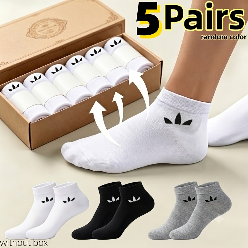 TEMU 5-pair Breathable Unisex Socks – Lightweight Travel Essential, / Socks, Moisture-wicking Seamless Design Solid Color Casual Sports Socks, Random