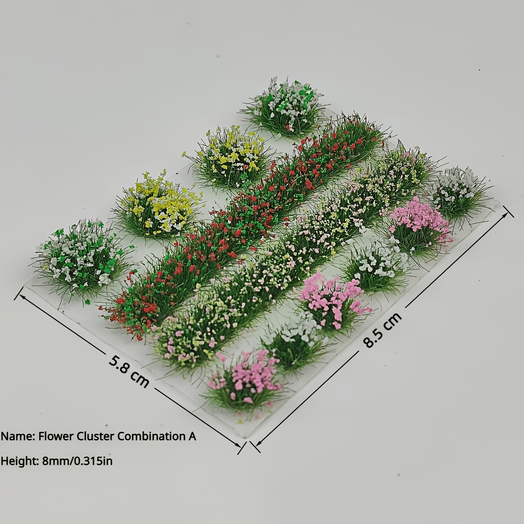 TEMU Mixed Color Flower Cluster Set, Flower Cluster Model, Sand Table Building Materials, Static Flower Cluster Grass Cluster Model, Flower Cluster