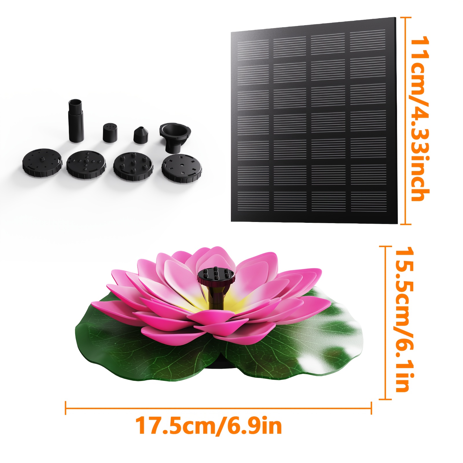 Image of 1pc Aisitin Solar Fountain | 1.5w Lotus Floating Solar Fountain, Ipx8 Water Pump, Solar Charging, Plastic Material, Easy Assembly For Bird Baths, , Gardens, And Outdoor Decor
