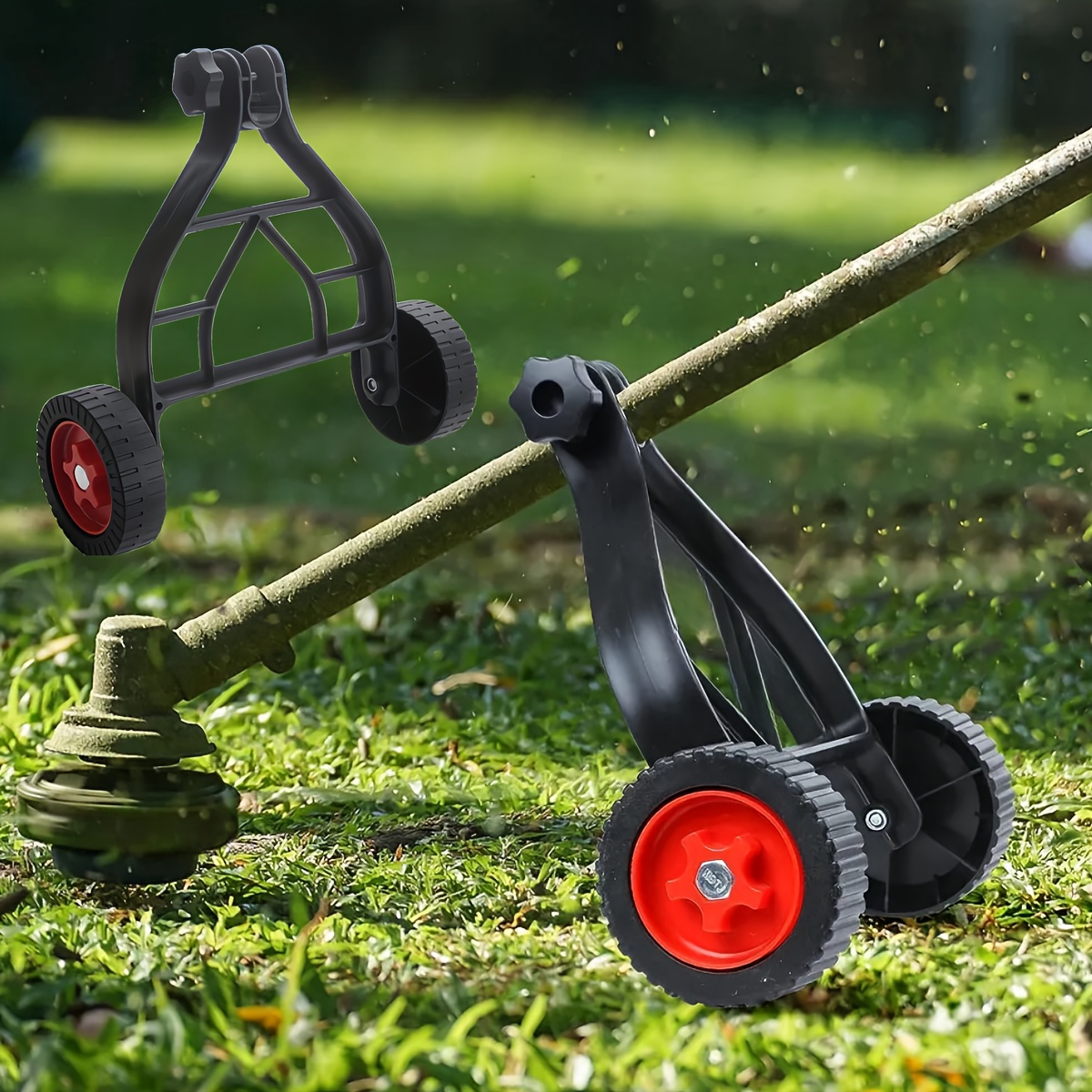 TEMU 1pc Battery-powered Lawn Mower Wheel Set - Improve Grass String Trimmer, Trimmer Stability & Precision - Perfect For Garden Maintenance & Landscaping