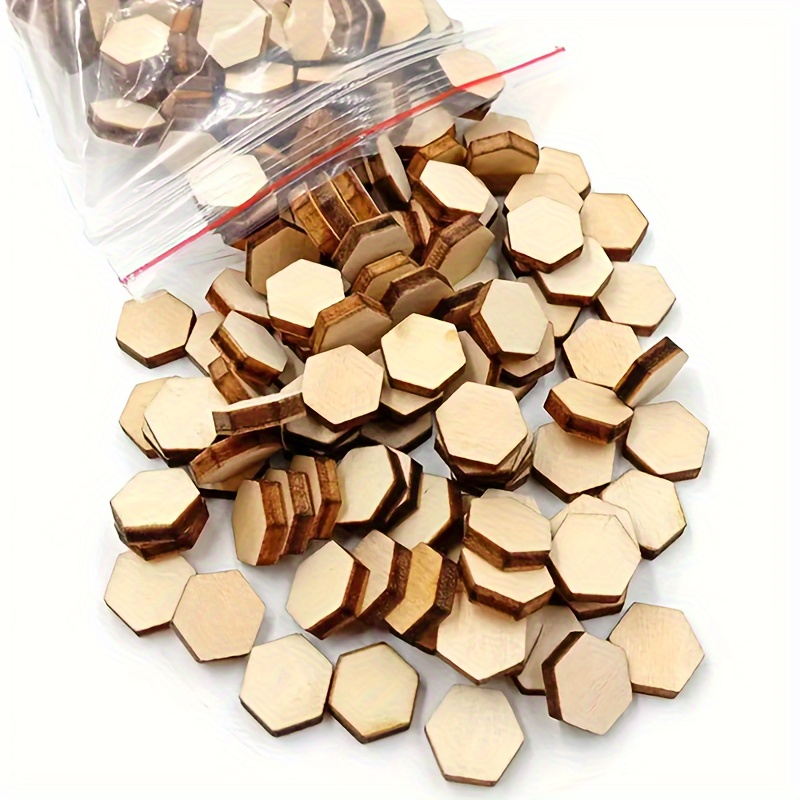 100 Wooden Hexagonal Decorative Pieces, Wooden Crafts For Diy Painting And Doodling, Suitable For Holiday Parties And Wedding Decorations