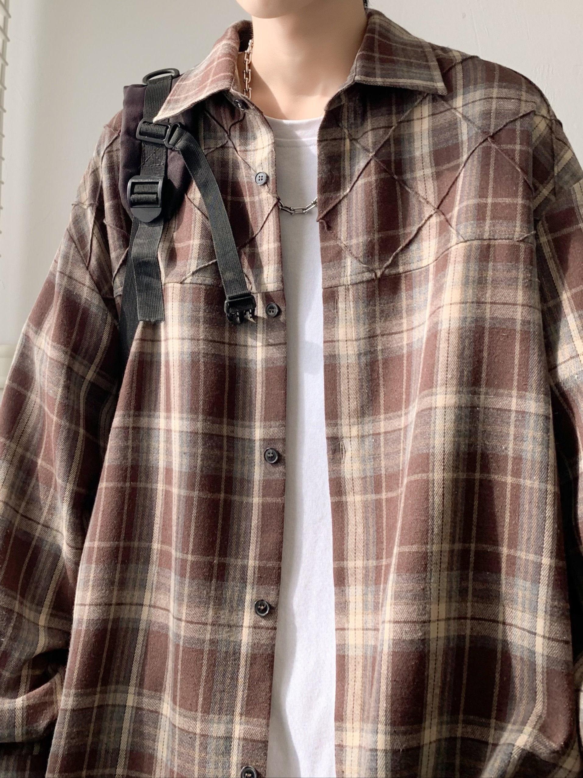 long sleeve mens plaid shirt jacket