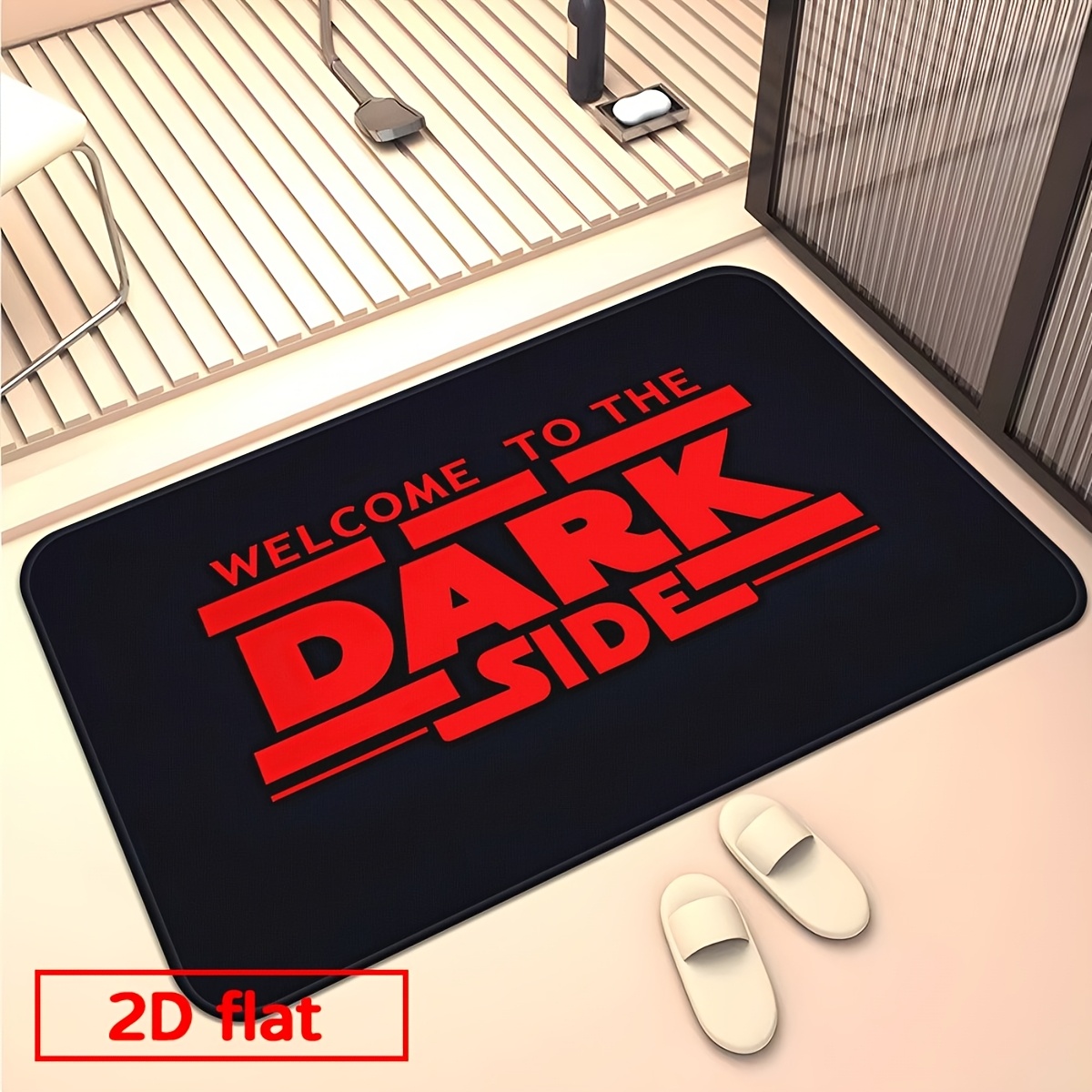 TEMU 1 tapis " " - Antidérapant et lavable en machine, idéal pour de ou du salon, thème avec texte noir sur fond rouge, décoration moderne pour , en