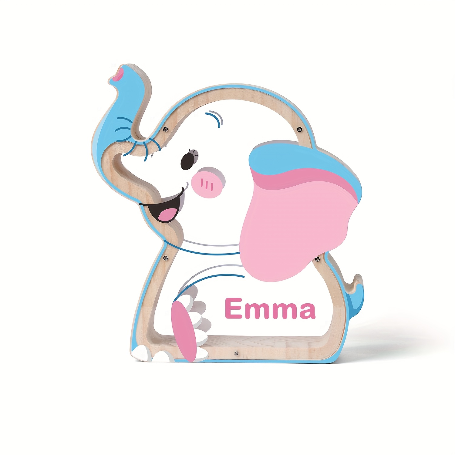 TEMU Personalized | 1pc Customizable Wooden Elephant Decorative Bank With Acrylic Printed Design. This Beautiful Decorative Jars Is An Ideal Gift For