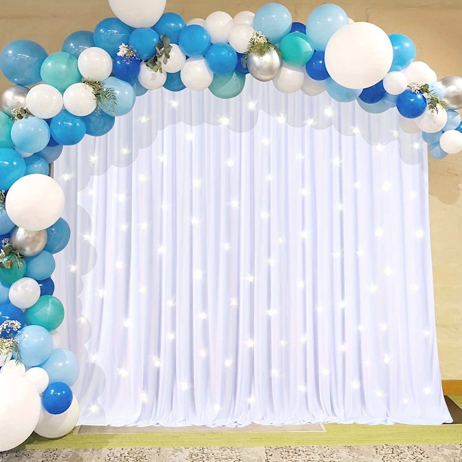 

1pc Backdrop Curtain, White Polyester Photography Backdrop For Wedding Party, Ceremony Stage Decor, Bridal Party, Anniversary Party, Stage Decor, Birthday, Baby Party, Engagement, Wedding Decoration