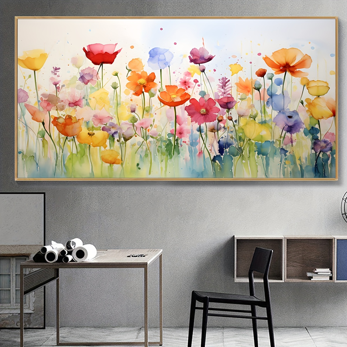 

1pc Unframed Canvas Poster, Modern Art, Colorful Flowers Wall Art, Ideal Gift For Bedroom Living Room Corridor, Wall Art, Wall Decor, Winter Decor, Room Decoration