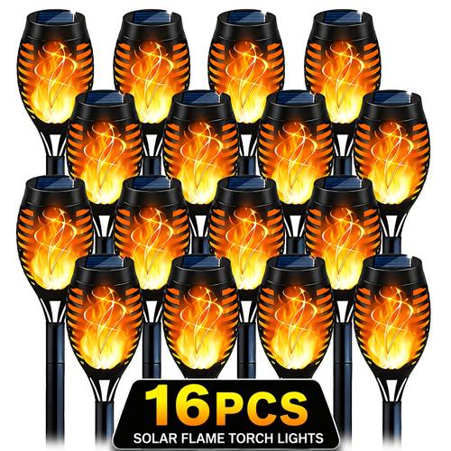 item picture 16 8pcs solar torch lights with smart light control solar torches featuring flashing flames suitable for garden lawn decoration solar outdoor lights ideal for courtyard outdoor lawn lighting ip44 waterproof