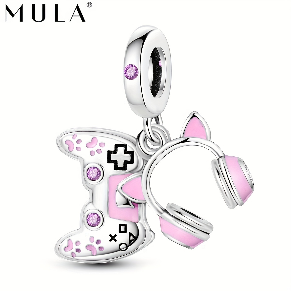 

Mula Dreamy Pink Enamel Zircon Earphone Charm - 925 Silvery Plated, Fits Snake Bracelets & Necklaces, Diy Jewelry Making Accessory Toward Women And Girls