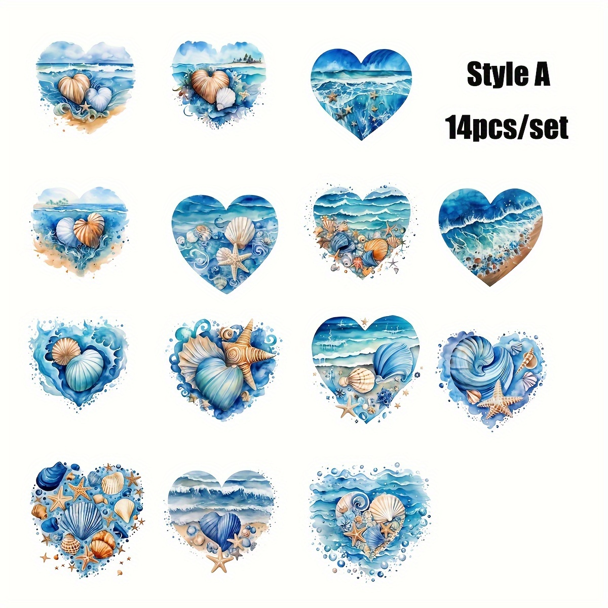 Image of 14pcs/set Retro Sunset Handheld Account Stickers Wave Landscape Stickers Decoration Diary Journal Stickers Decoration Travel Notebook Stickers Decoration Journal Material Stickers Decoration