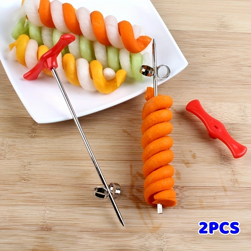 

2pcs Hotel-grade Manual Vegetable Spiral Screw Slicer - Heavy-duty And Durable Kitchen Tool For Quick And Convenient Meal Preparations