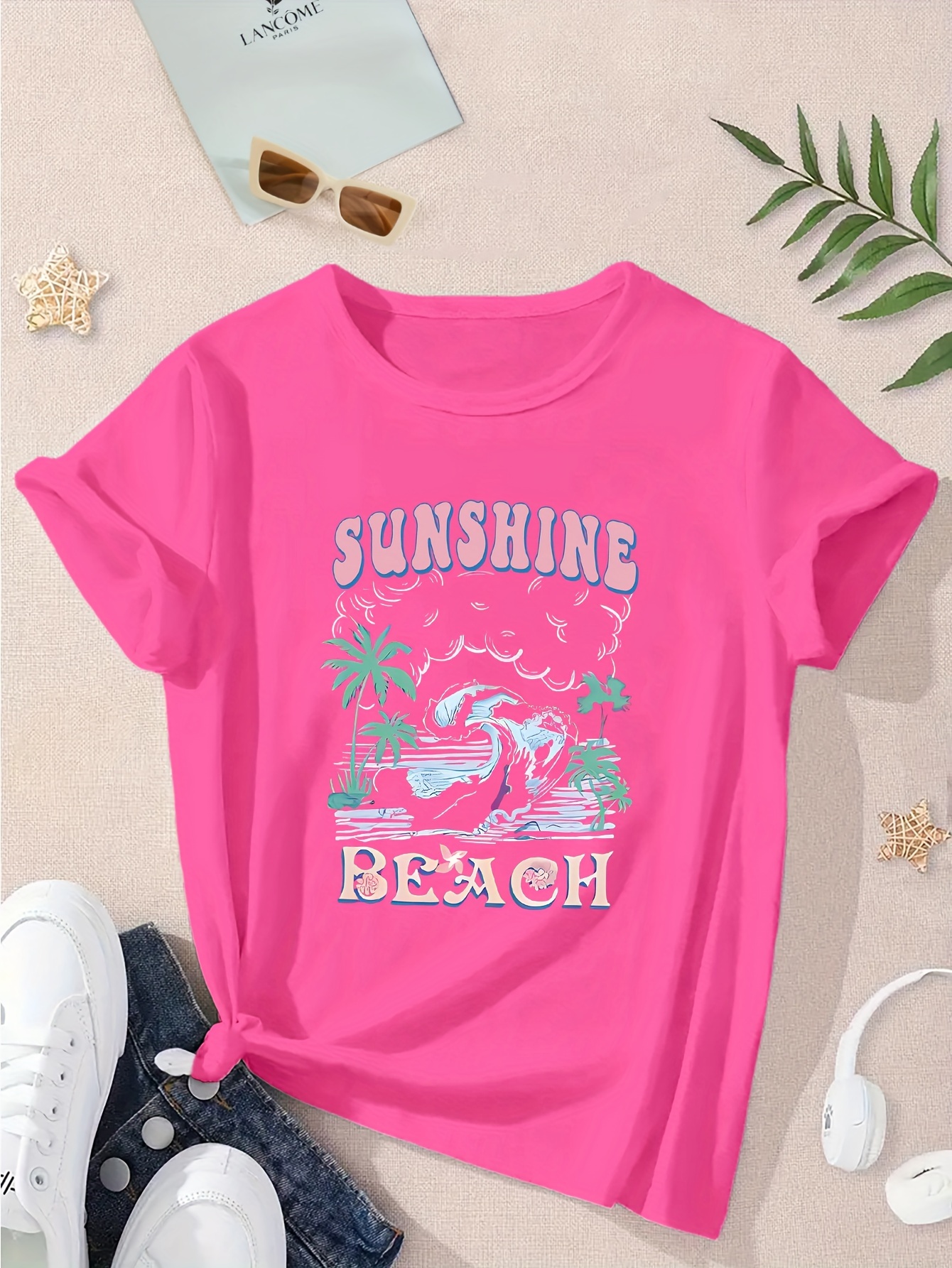 Sun Shirt Cropped Summer Shirt Cute Crop Top Sunshine Shirt Beach Shirt  Cute Shirt for Women Summer Crop Tops Ocean Waves 