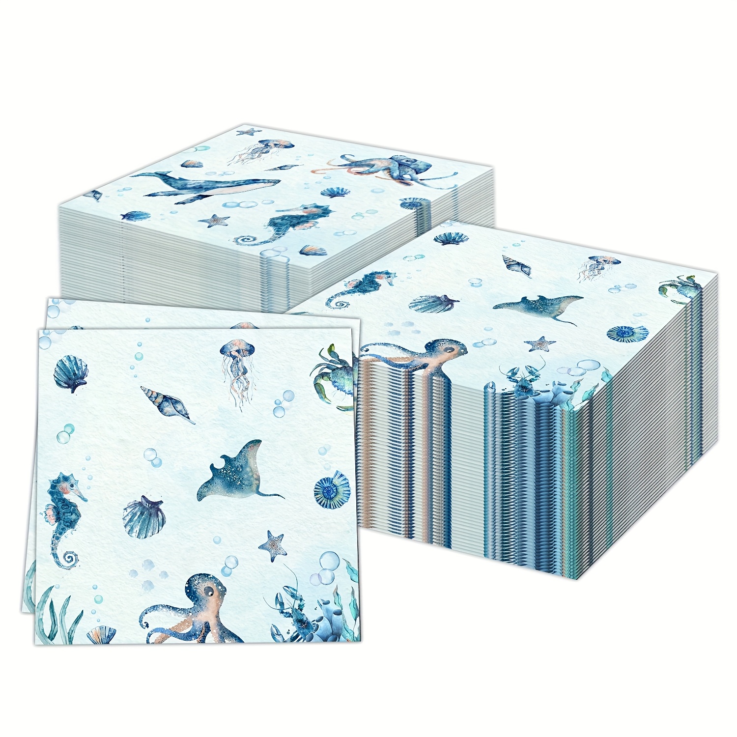 E-shop Range Cocktail Servietten Einweg 3-lagig Papier Party Servietten Pack, 6.4" X 6.4", Seepferdchen, 20 Stück