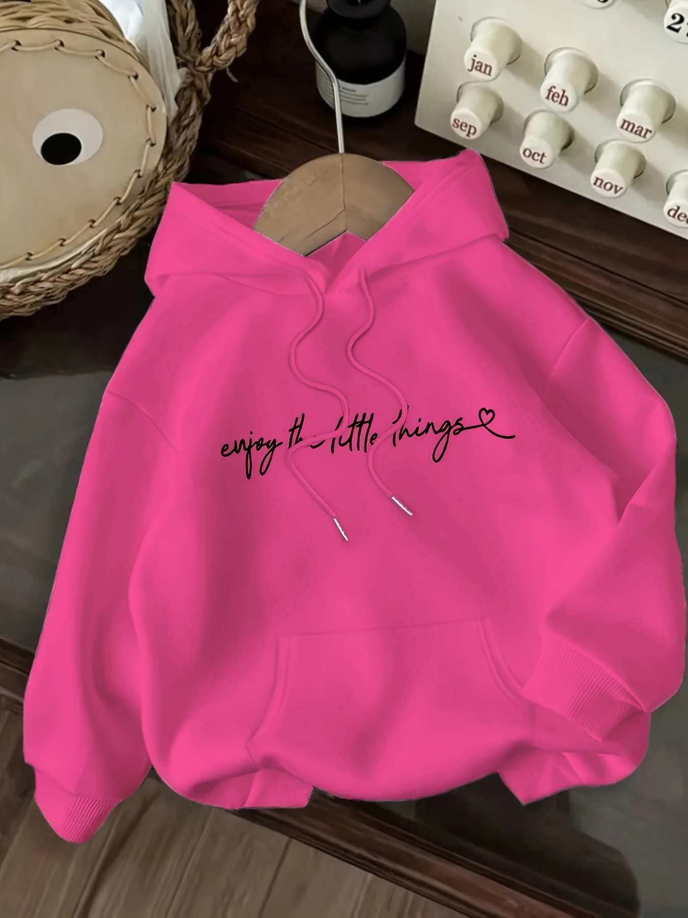 sweat à capuche décontracté pour femmes avec impression de lettres enjoy  ,   et capuche à cordon - pull à manches longues confortable pour lautomne/hiver, sweat décontracté | sweat décontracté | sweat à capuche confortable Détails du produit 5