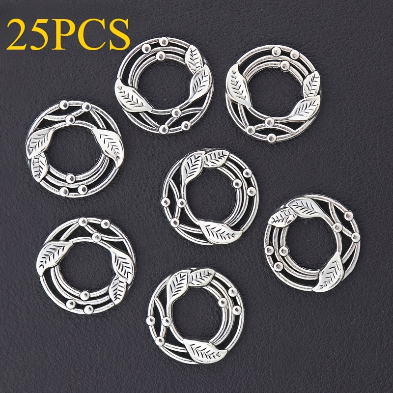 TEMU 25/75pcs Clear Texture Alloy Circular Spacer Beads - Clear Diy Craft Beads With Engraved Core For Jewelry Making, Keychains, Phone Case