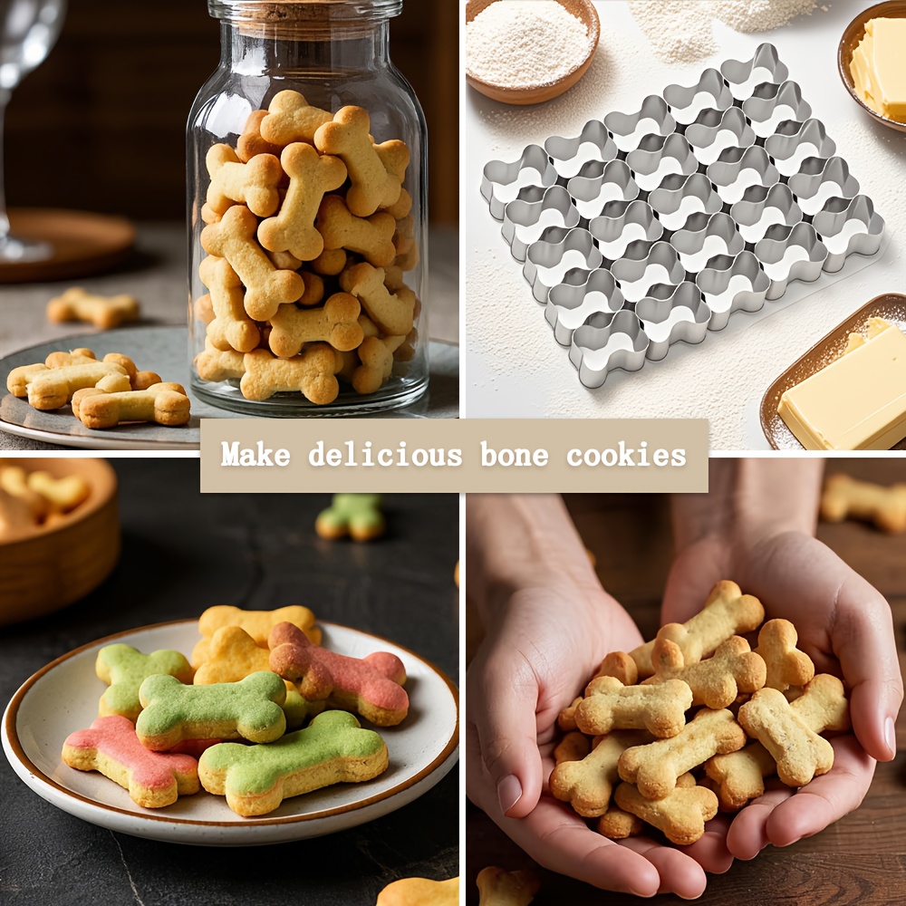 

Mini Bone-shaped Cookie Cutter With 25 Slots, Made Of Stainless Steel, Suitable For Baking Cookies.