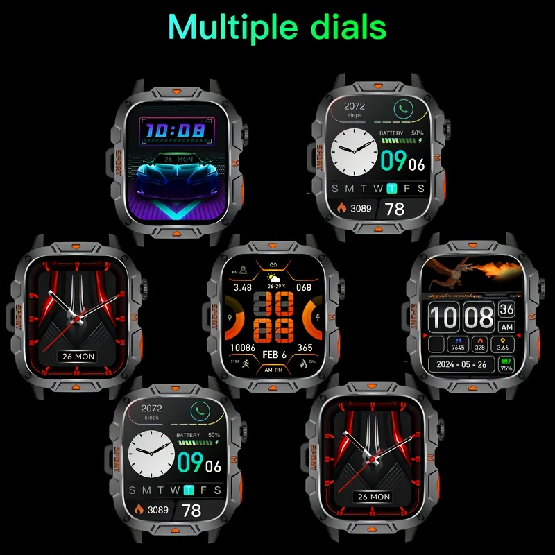 Montre Connectée Extérieure avec Fonctions Appel/Répondre/Rejeter, Montre Intelligente 1,81 Pouces Compatible iPhone et Android, Montre Sportive avec Écran Verrouillé/100+ Modes Sportifs/Prévisions Météo/Alarme/Cadeau Idéal pour les Passionnés de Sport, Chargement USB