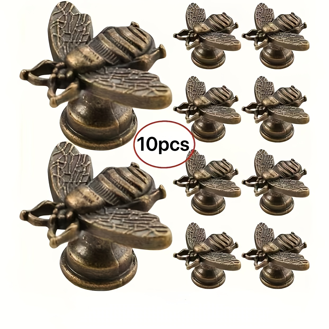 10-pack Vintage Bee Cabinet Handles - Polished Alloy Drawer Pulls With Exquisite , Durable And Stylish, Ideal For Home Decor And Kitchen Hardware