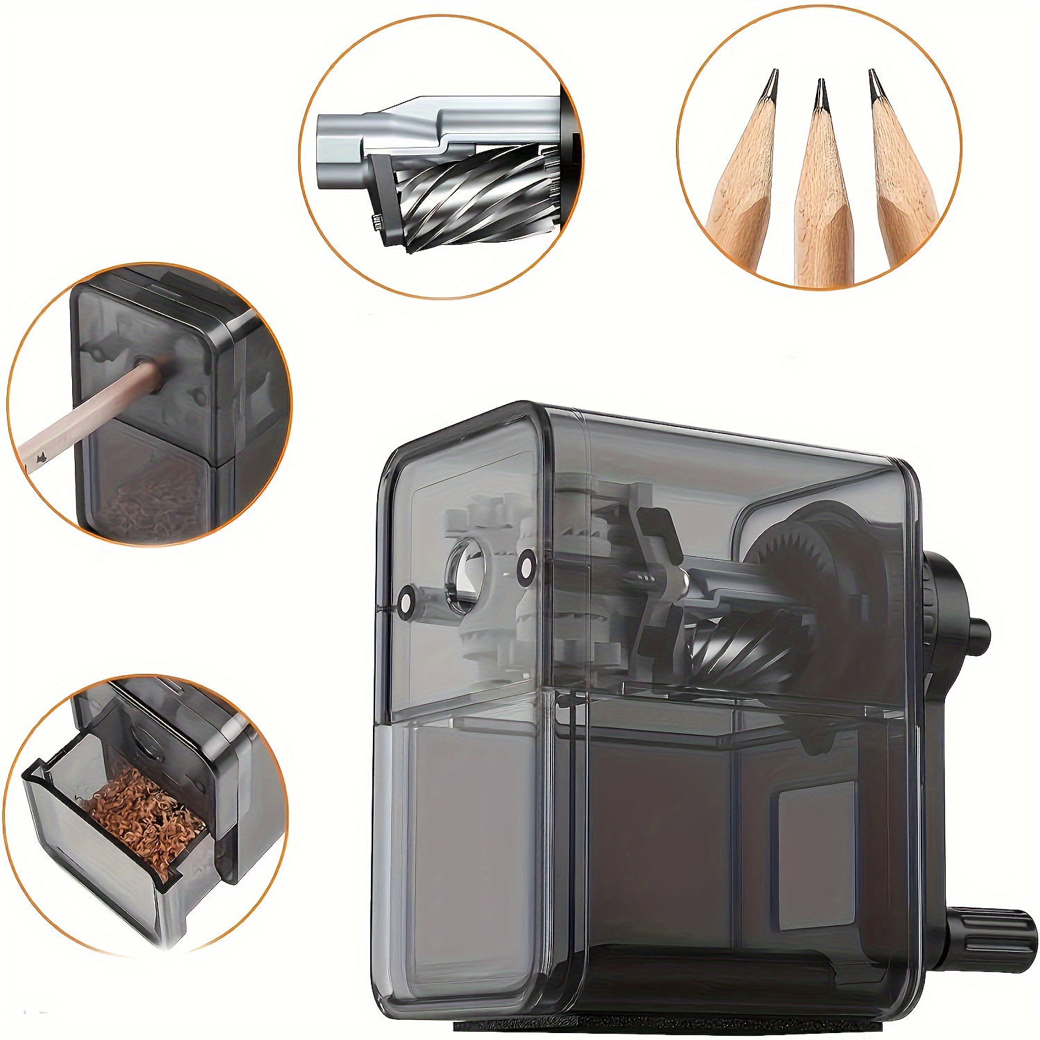 

Automatic Pencil Sharpener For Students And Office, Durable Pvc Material, Hand-cranked Manual Pencil Cutter, Multi-functional Study Supply For Ages 14+, No Battery Needed