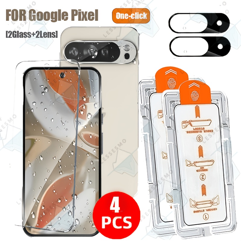 TEMU [Juego 4 en 1] 2 piezas de cristal templado + 2 piezas de protector de lente de cámara para Google Pixel 10a/ XL//10/9 Pro XL/9 Pro/9a/9/8 A/8,