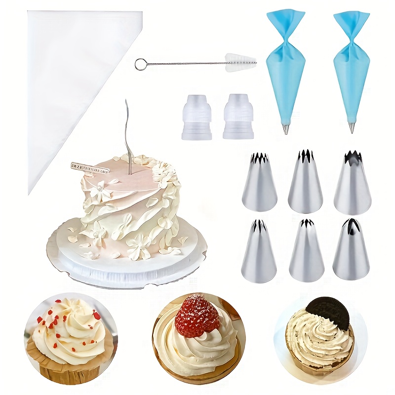 

31pcs Cake Decoration Tool Kit, Include Piping Bags, Stainless Steel Piping Nozzles And Couplers, And Brush Suitable For Cake Lovers And Beginners, Cake Diy Supplies, Baking Tool